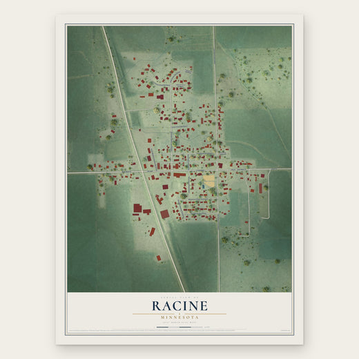 Racine, Minnesota map print, the full design