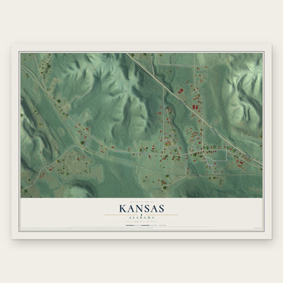 Kansas, Alabama map print, the full design
