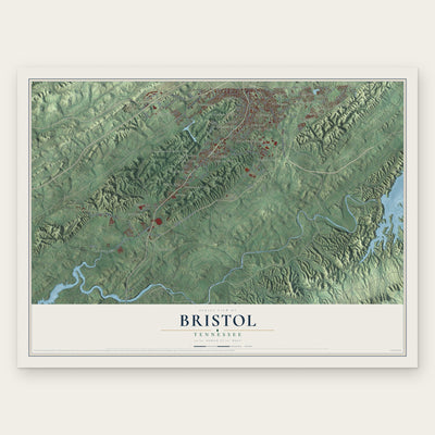 Bristol, Tennessee map print, the full design