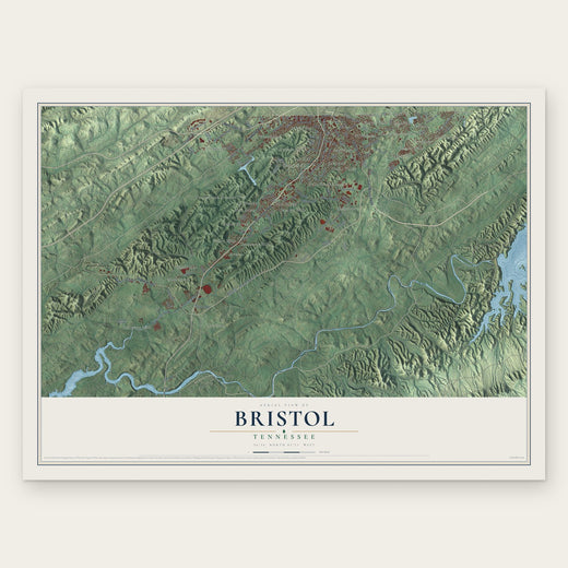 Bristol, Tennessee map print, the full design