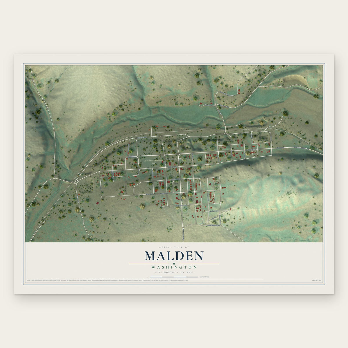 Malden, Washington map print, the full design