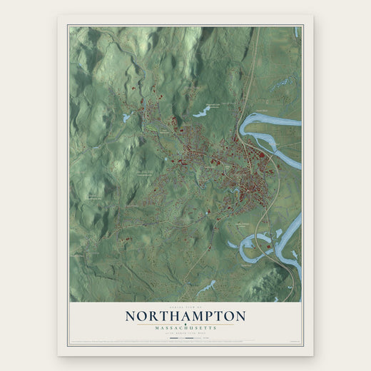 Northampton, Massachusetts map print, the full design