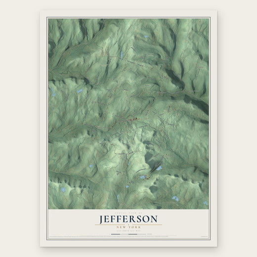 Jefferson, New York map print, the full design