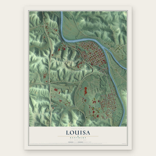 Louisa, Kentucky map print, the full design