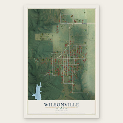 Wilsonville, Illinois map print, the full design