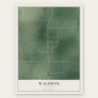 Waldron, Kansas map print, the full design