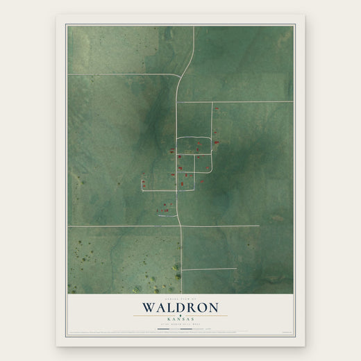 Waldron, Kansas map print, the full design