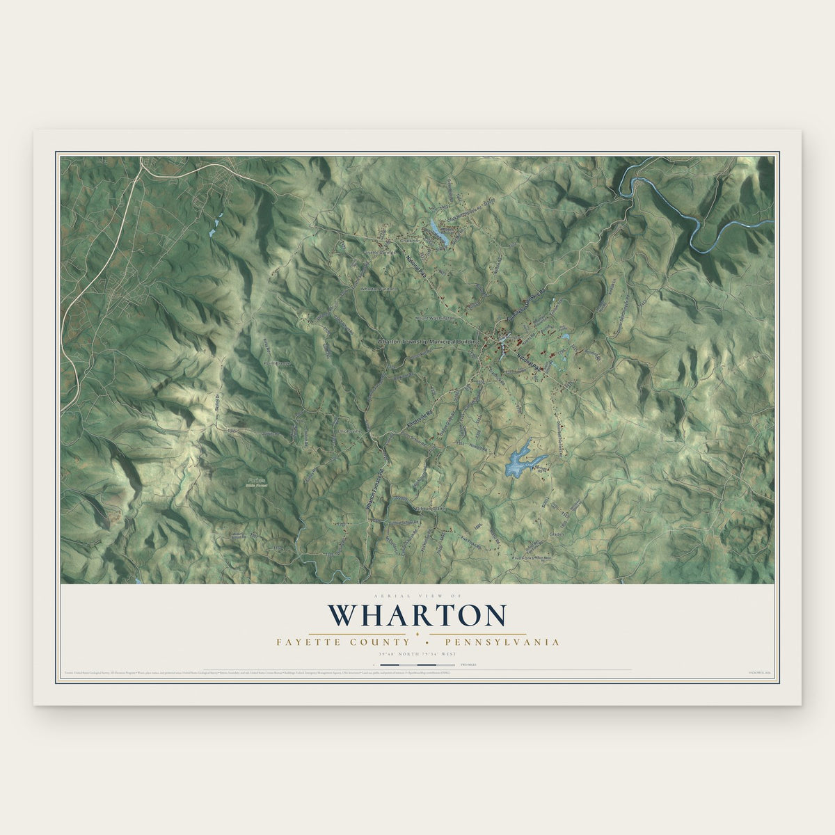 Wharton, Fayette County, Pennsylvania map print, the full design