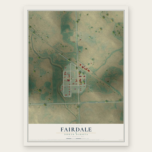 Fairdale, North Dakota map print, the full design