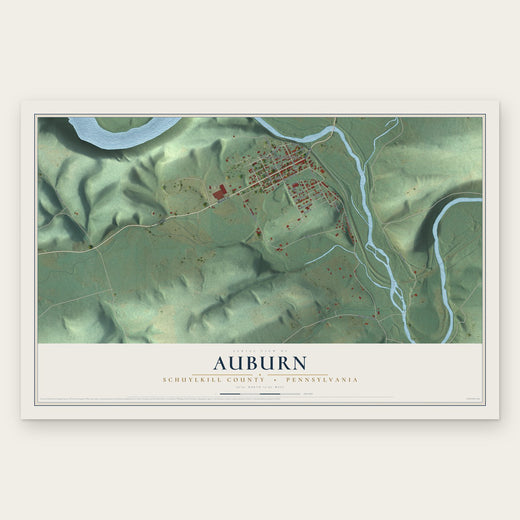 Auburn, Schuylkill County, Pennsylvania map print, the full design