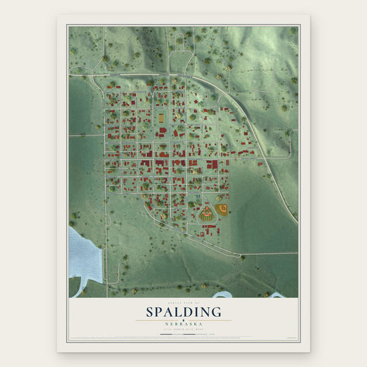 Spalding, Nebraska map print, the full design