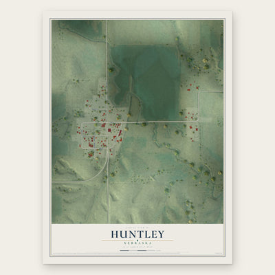 Huntley, Nebraska map print, the full design
