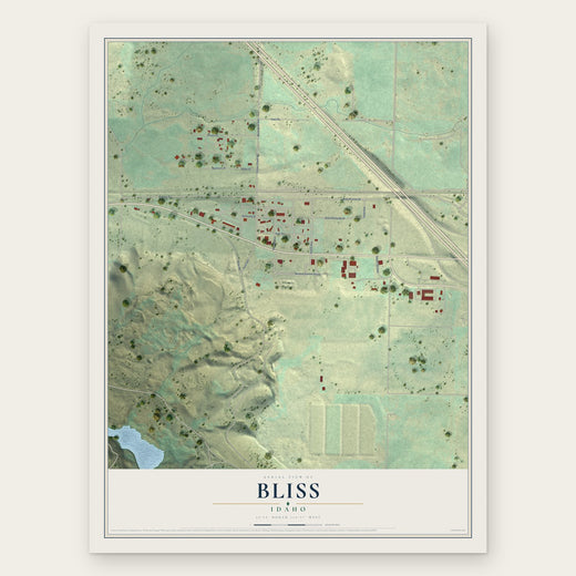 Bliss, Idaho map print, the full design