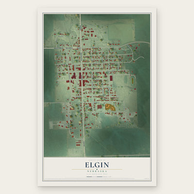 Elgin, Nebraska map print, the full design