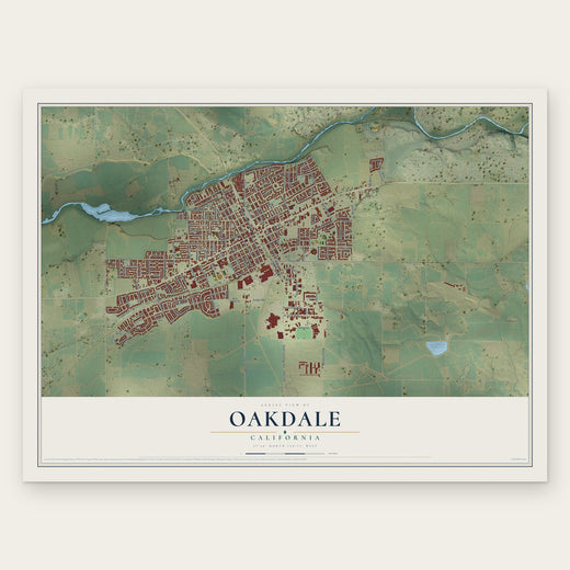 Oakdale, California map print, the full design