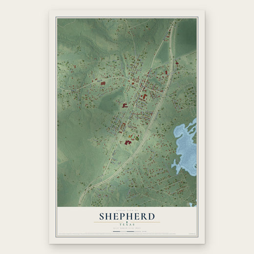Shepherd, Texas map print, the full design