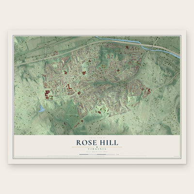 Rose Hill, Virginia map print, the full design