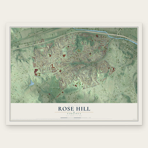 Rose Hill, Virginia map print, the full design