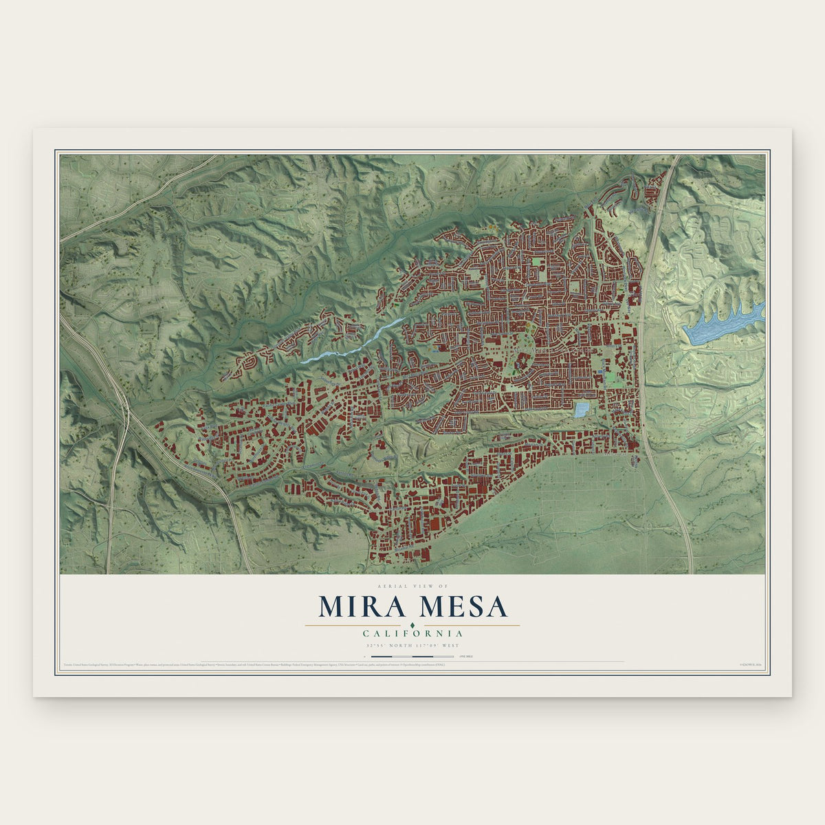 Mira Mesa, California map print, the full design