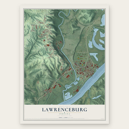 Lawrenceburg, Indiana map print, the full design