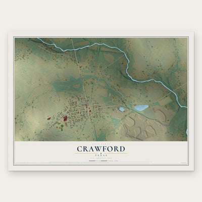Crawford, Texas map print, the full design