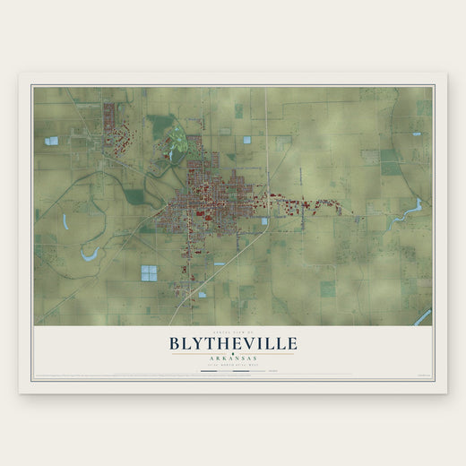 Blytheville, Arkansas map print, the full design