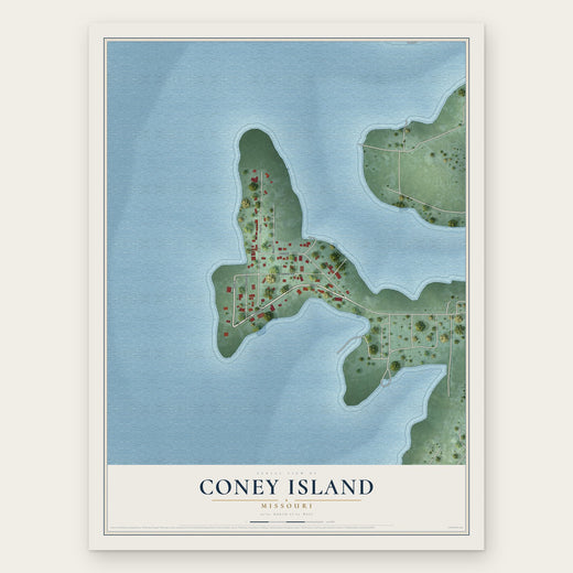 Coney Island, Missouri map print, the full design