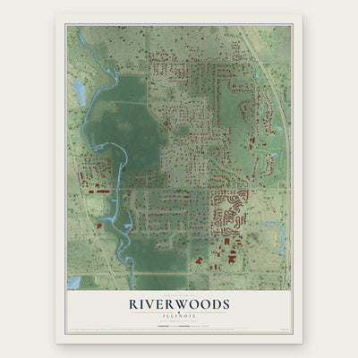 Riverwoods, Illinois map print, the full design
