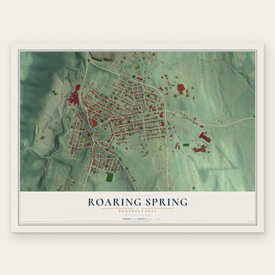 Roaring Spring, Pennsylvania map print, the full design