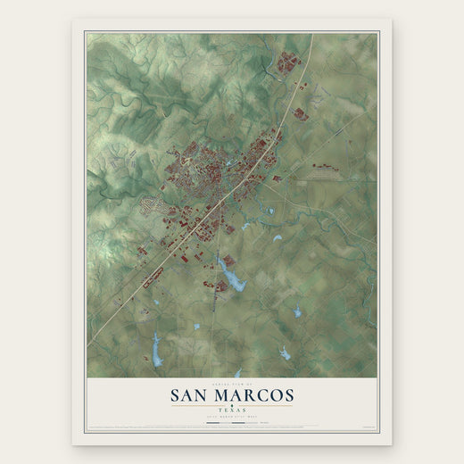San Marcos, Texas map print, the full design