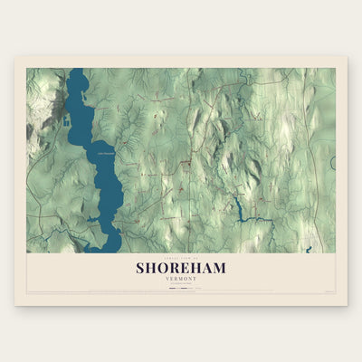 Shoreham, Vermont map print, the full design