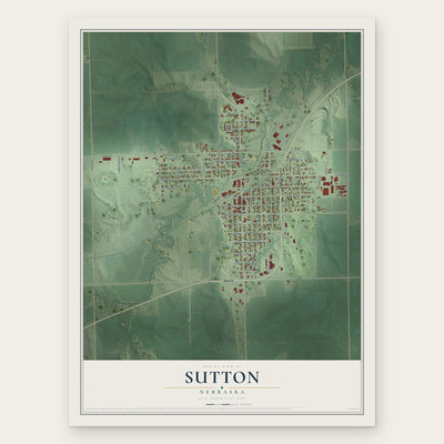 Sutton, Nebraska map print, the full design