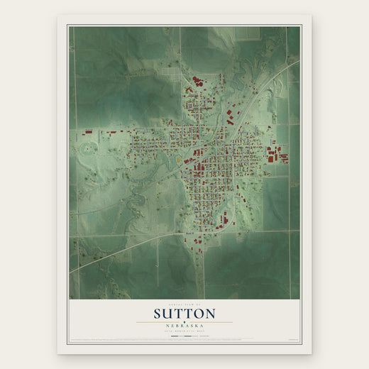 Sutton, Nebraska map print, the full design