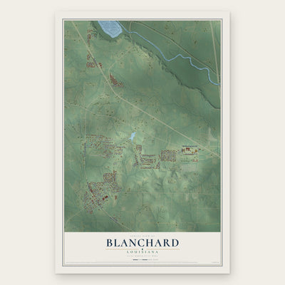 Blanchard, Louisiana map print, the full design