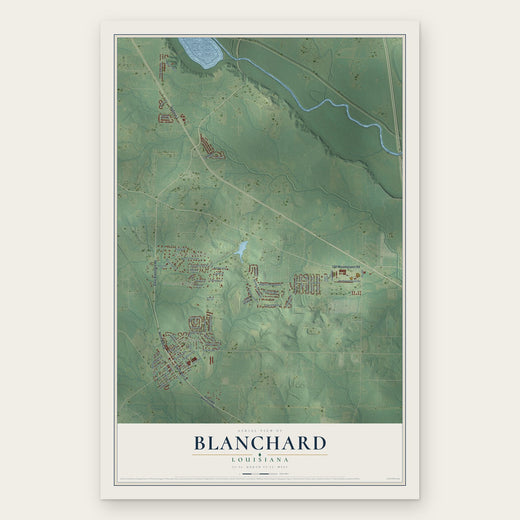 Blanchard, Louisiana map print, the full design