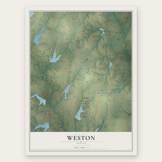 Weston, Texas map print, the full design