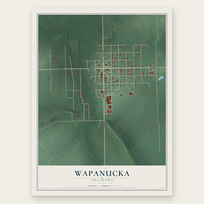 Wapanucka, Oklahoma map print, the full design