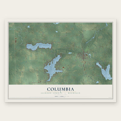 Columbia, Jackson County, Michigan map print, the full design