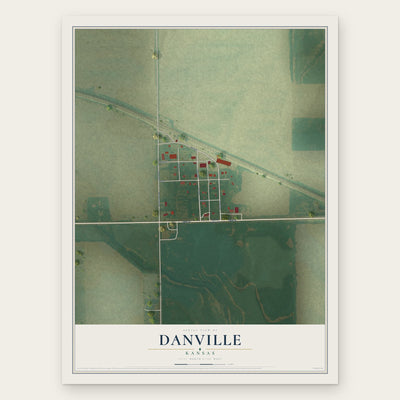 Danville, Kansas map print, the full design