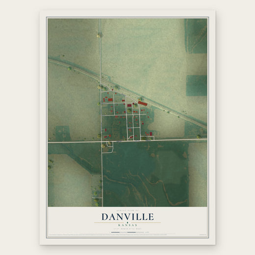Danville, Kansas map print, the full design