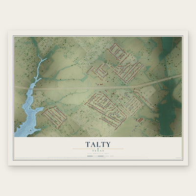 Talty, Texas map print, the full design