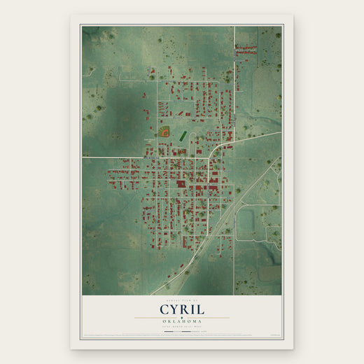 Cyril, Oklahoma map print, the full design