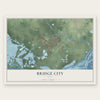 Bridge City, Texas map print, the full design