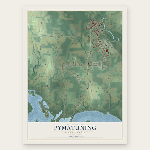 Pymatuning, Pennsylvania map print, the full design