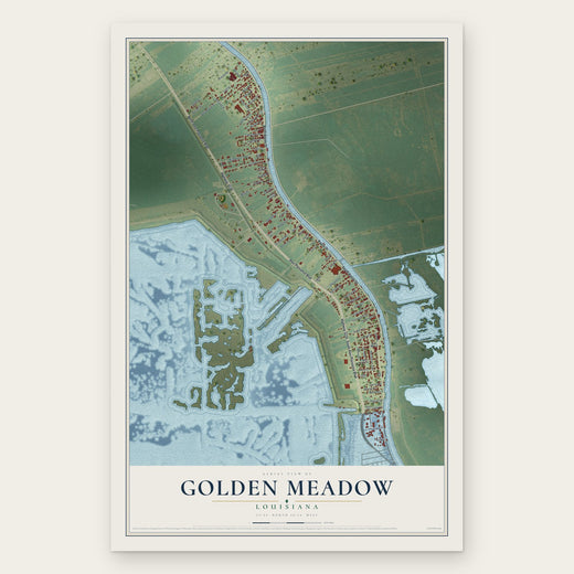 Golden Meadow, Louisiana map print, the full design