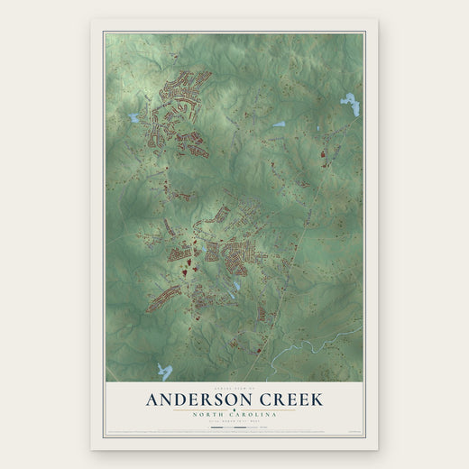 Anderson Creek, North Carolina map print, the full design