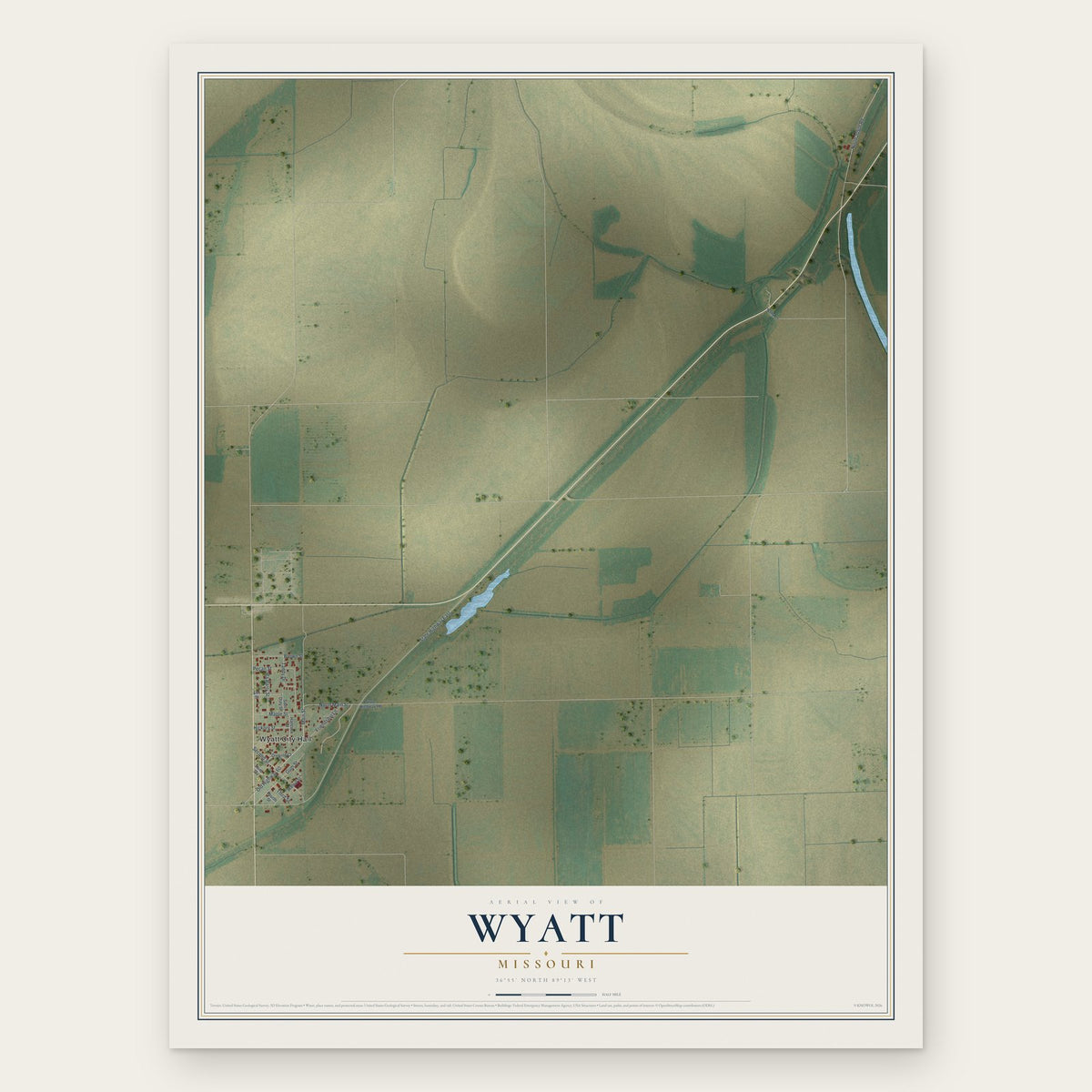 Wyatt, Missouri map print, the full design