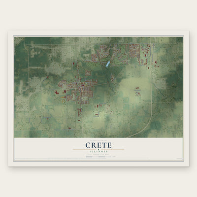 Crete, Illinois map print, the full design