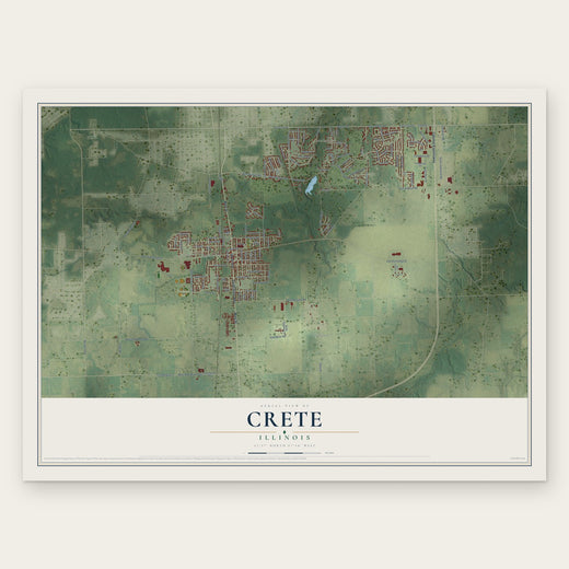 Crete, Illinois map print, the full design