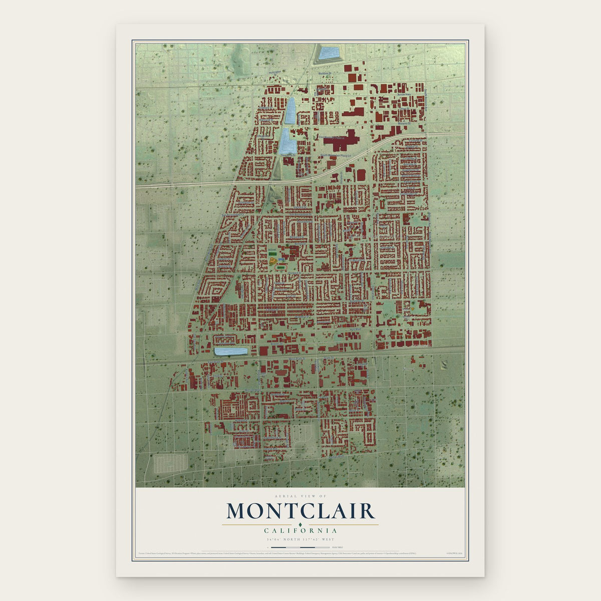 Montclair, California map print, the full design